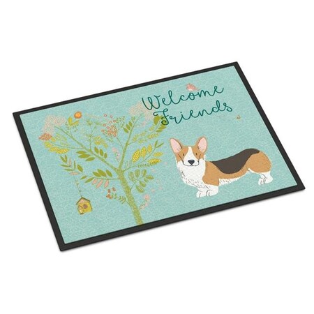 Carolines Treasures Carolines Treasures BB7609JMAT Welcome Friends Pembroke Welsh Corgi Tricolor Indoor or Outdoor Mat; 24 x 36 in. BB7609JMAT